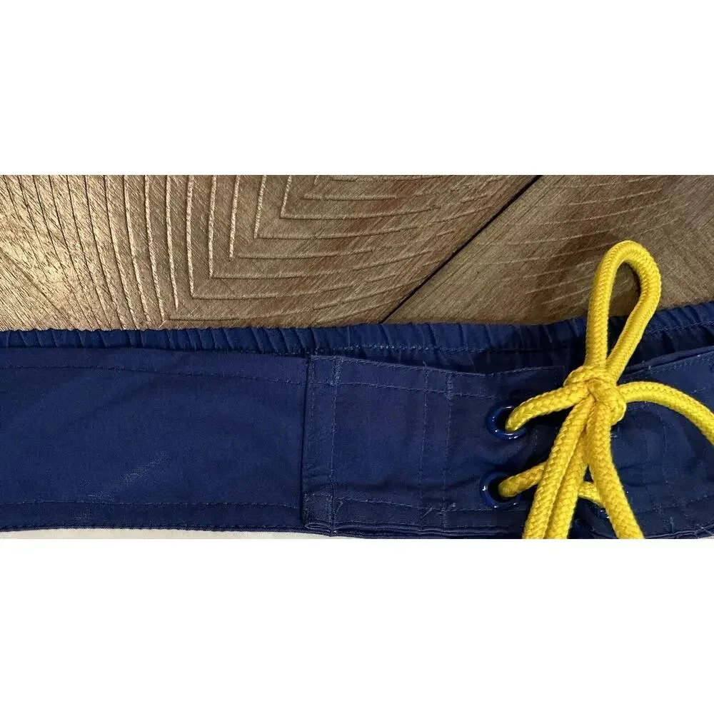 Corona Swim Trunks Mens L 36/38 Blue Colorful Striped Board Shorts Beer Retro